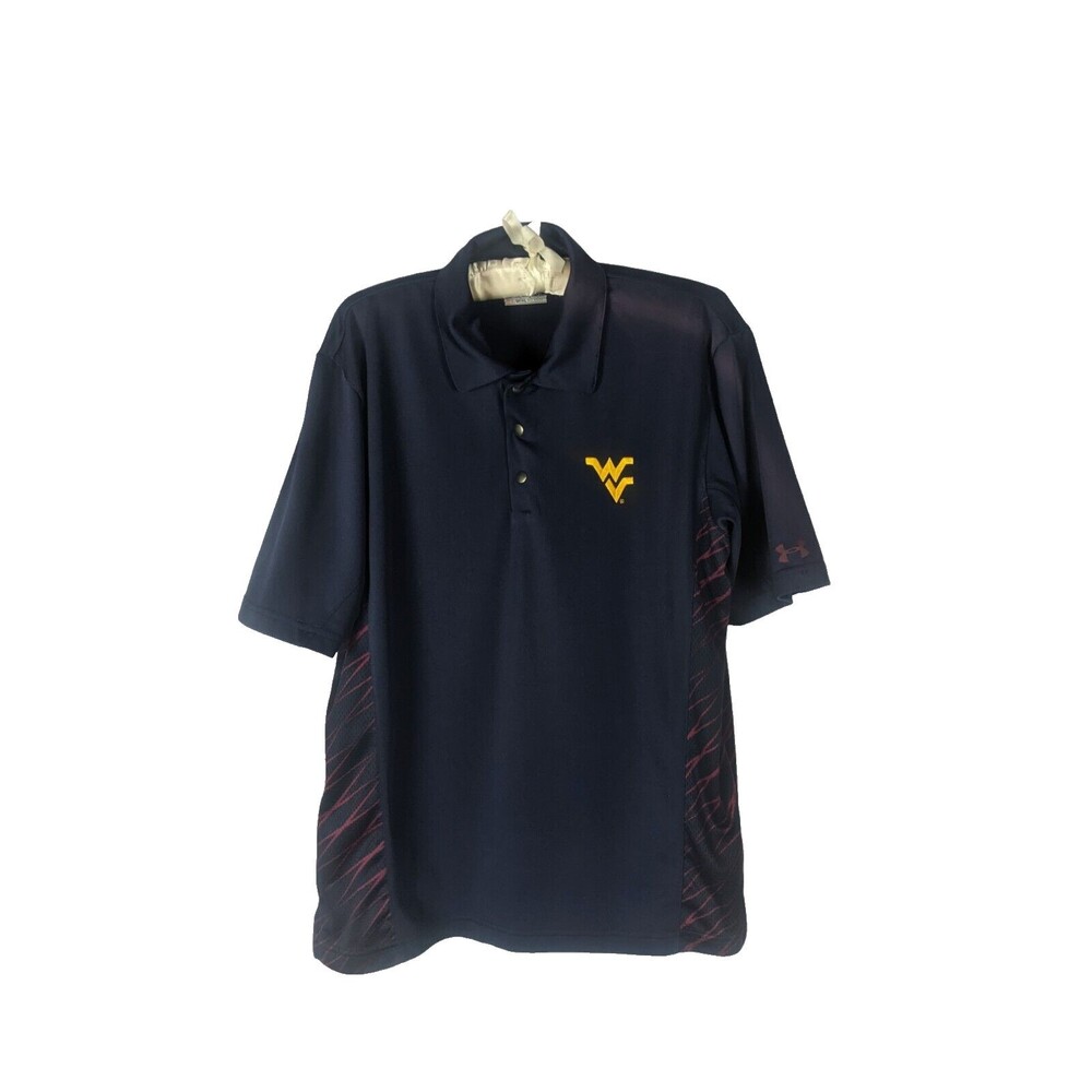 Under Armour Polo M Loose Fit Blue West Virginia Short Sleeve Golf Athletic